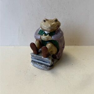 Vintage Beswick Beatrix Potter Mr. Jackson Ceramic Figurine in Purple and Green